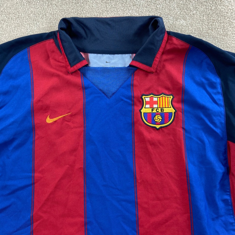 Nike FC Barcelona Jersey Mens Large Red Blue Striped V-Neck LFP Soccer Shirt